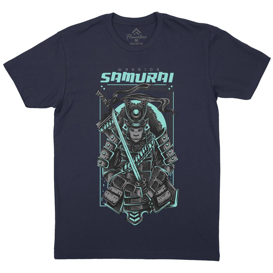 Samurai Mens Organic Crew Neck T-Shirt Warriors D808