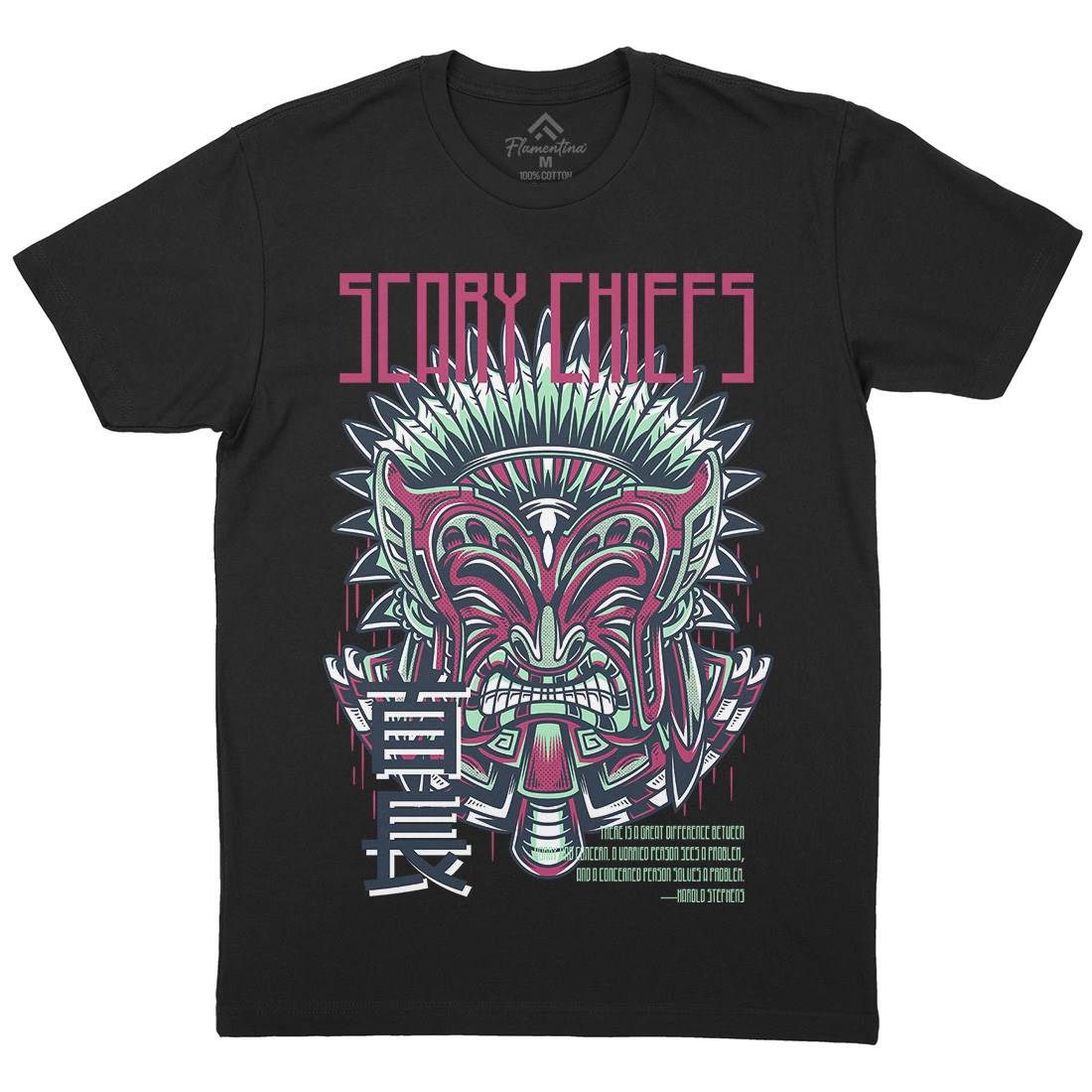 Scary Chiefs Mens Organic Crew Neck T-Shirt American D809