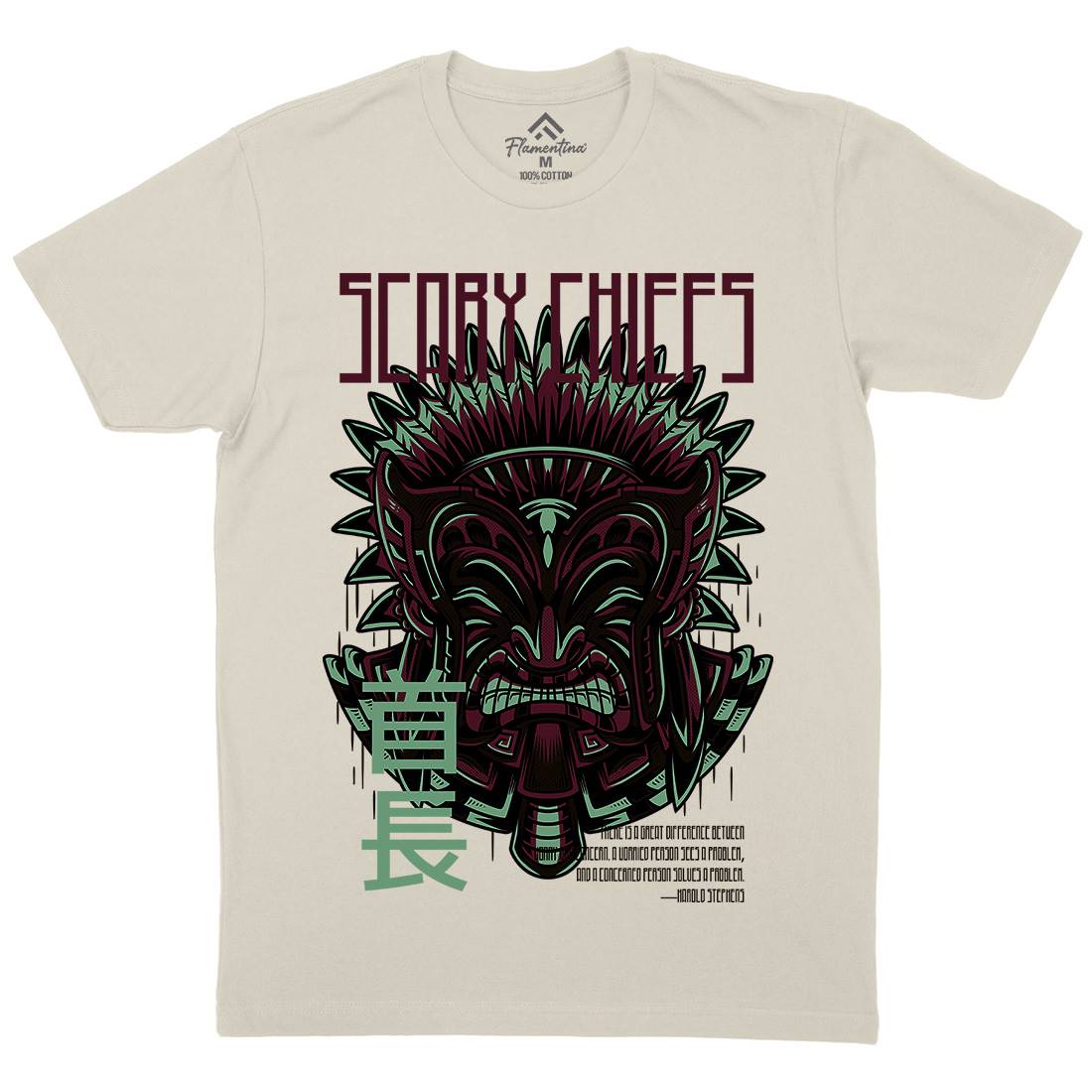Scary Chiefs Mens Organic Crew Neck T-Shirt American D809