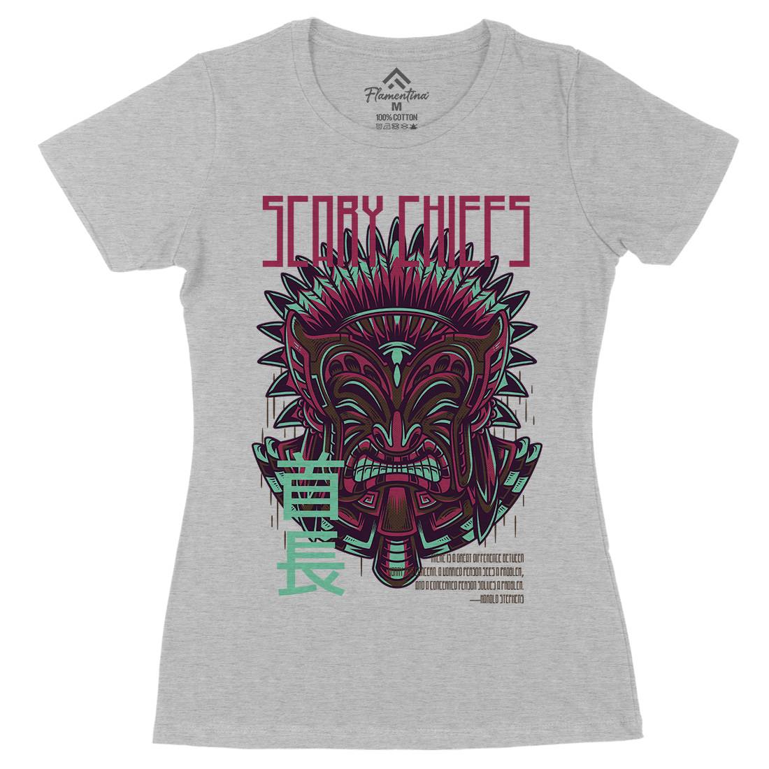 Scary Chiefs Womens Organic Crew Neck T-Shirt American D809