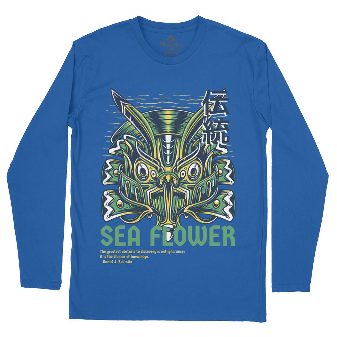 Sea Flower Mens Long Sleeve T-Shirt Navy D810