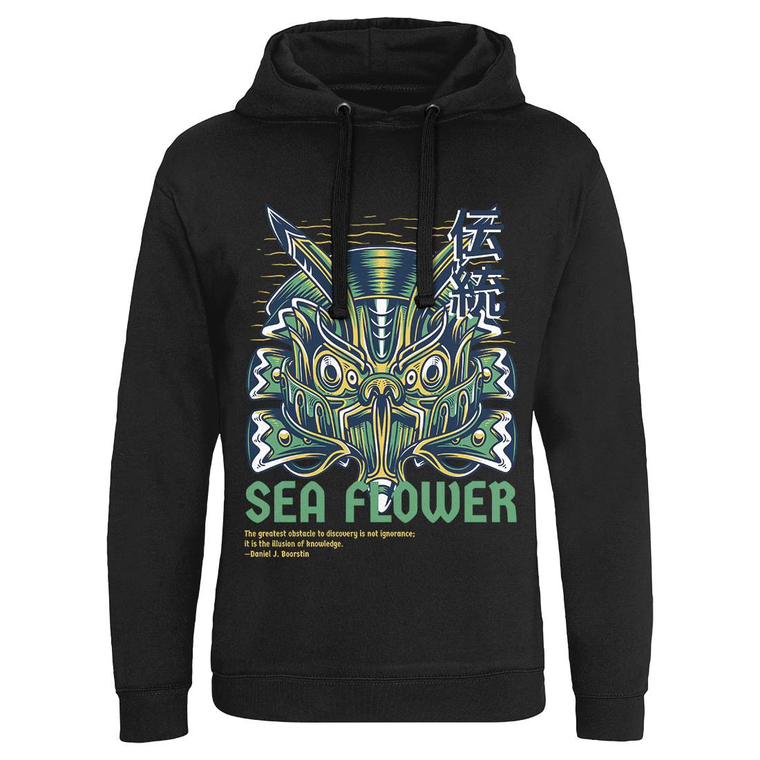 Sea Flower Mens Hoodie Without Pocket Navy D810
