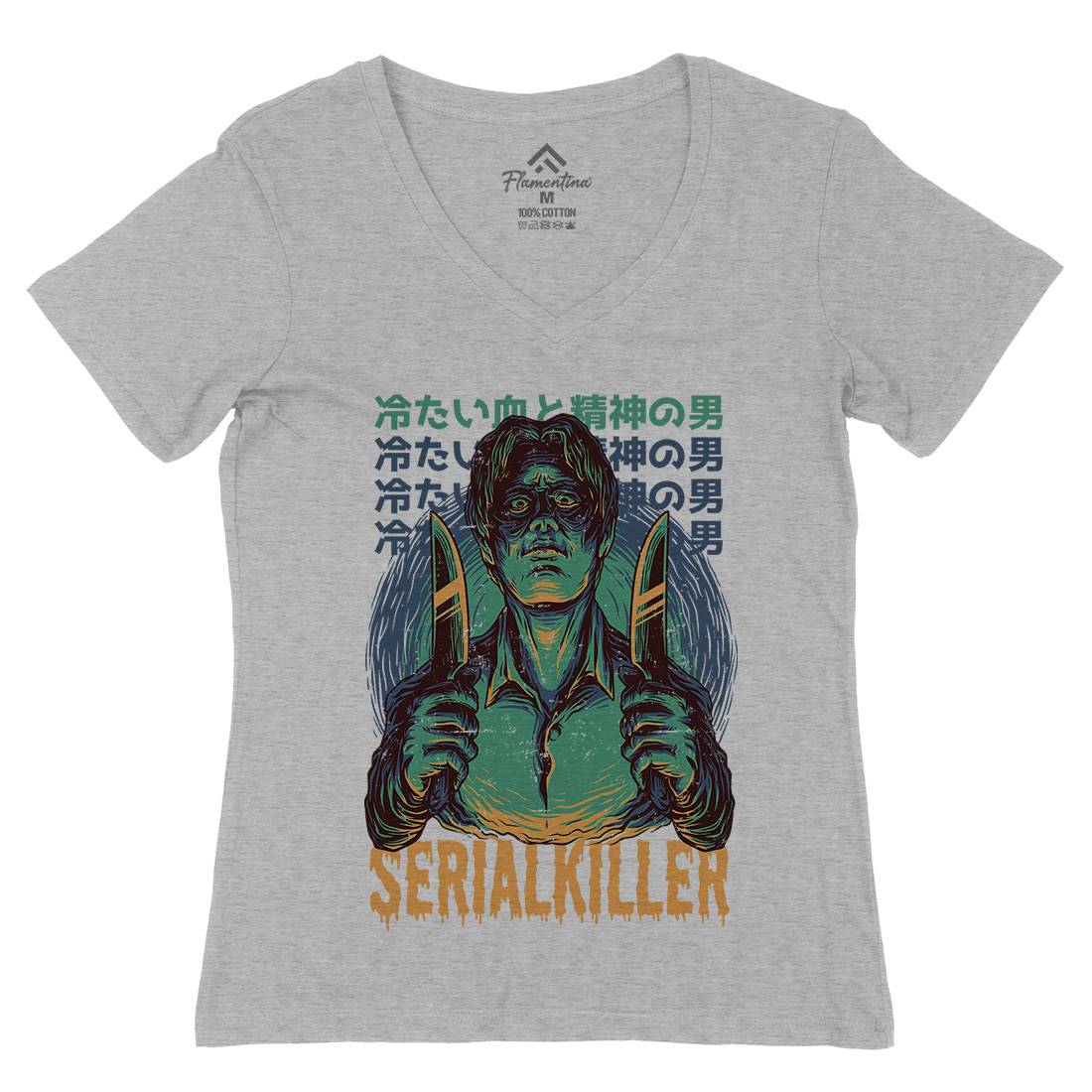 Serial Killer Womens Organic V-Neck T-Shirt Horror D811