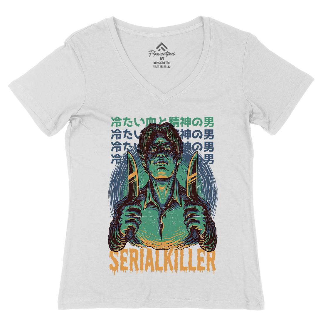 Serial Killer Womens Organic V-Neck T-Shirt Horror D811
