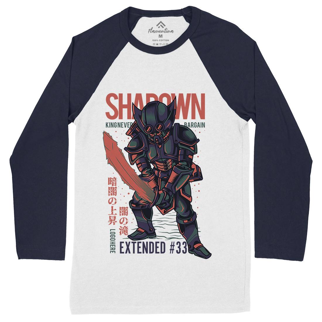 Shadown Knight Mens Long Sleeve Baseball T-Shirt Warriors D812