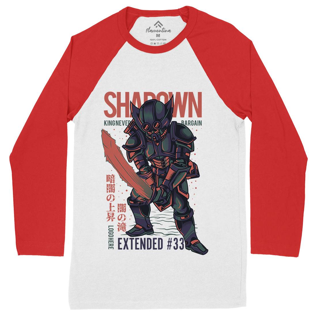 Shadown Knight Mens Long Sleeve Baseball T-Shirt Warriors D812