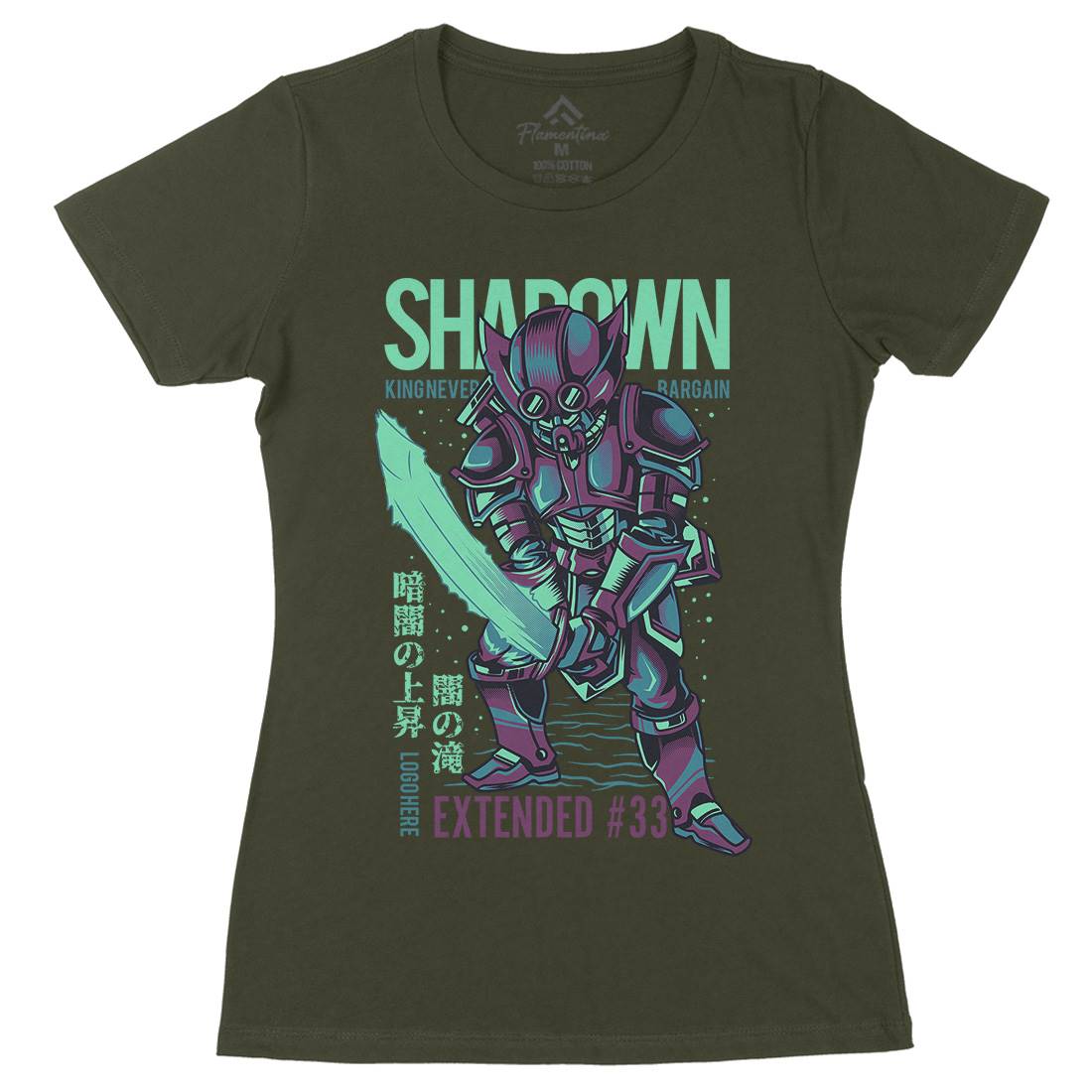Shadown Knight Womens Organic Crew Neck T-Shirt Warriors D812
