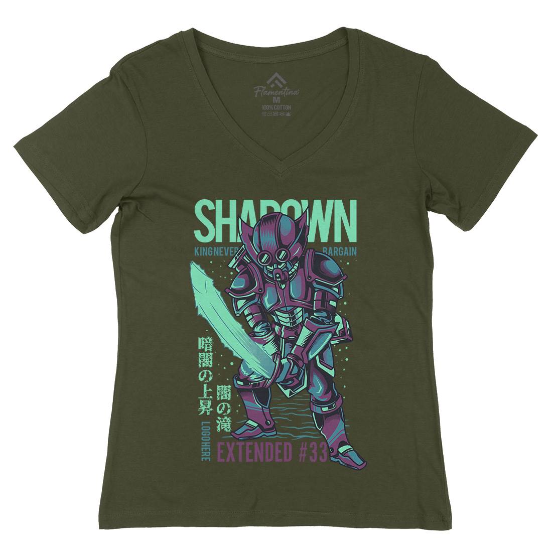 Shadown Knight Womens Organic V-Neck T-Shirt Warriors D812