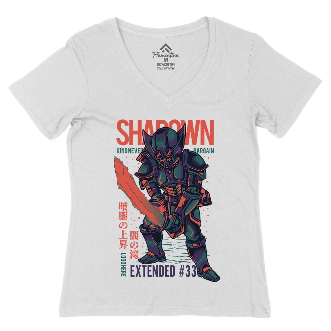 Shadown Knight Womens Organic V-Neck T-Shirt Warriors D812