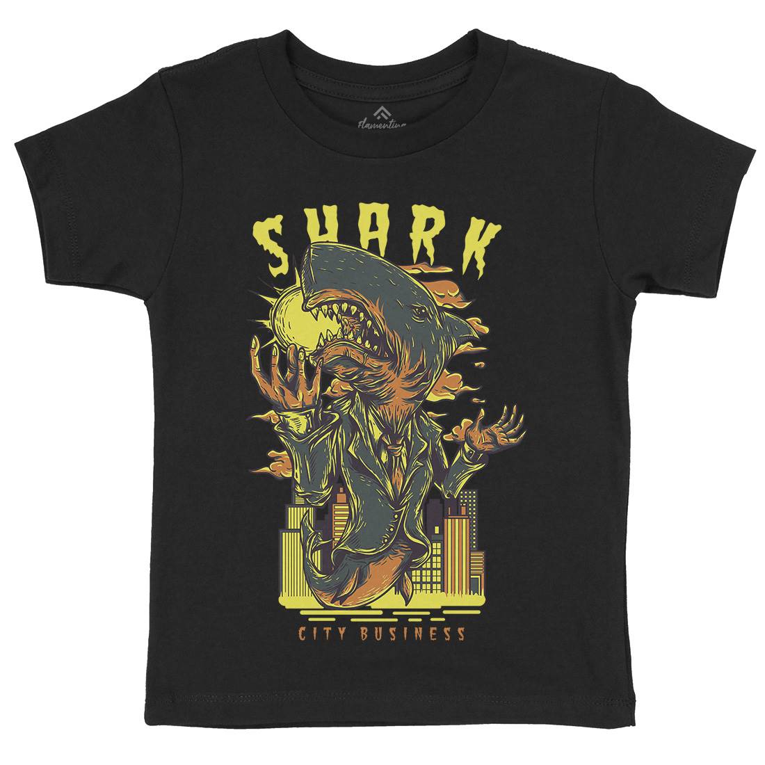 Shark City Kids Organic Crew Neck T-Shirt Horror D813