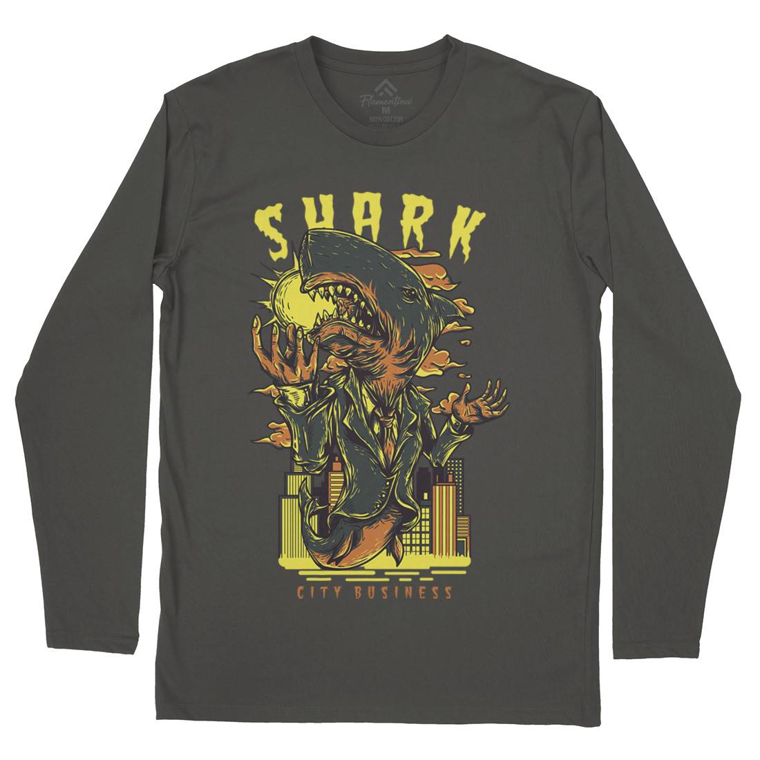 Shark City Mens Long Sleeve T-Shirt Horror D813