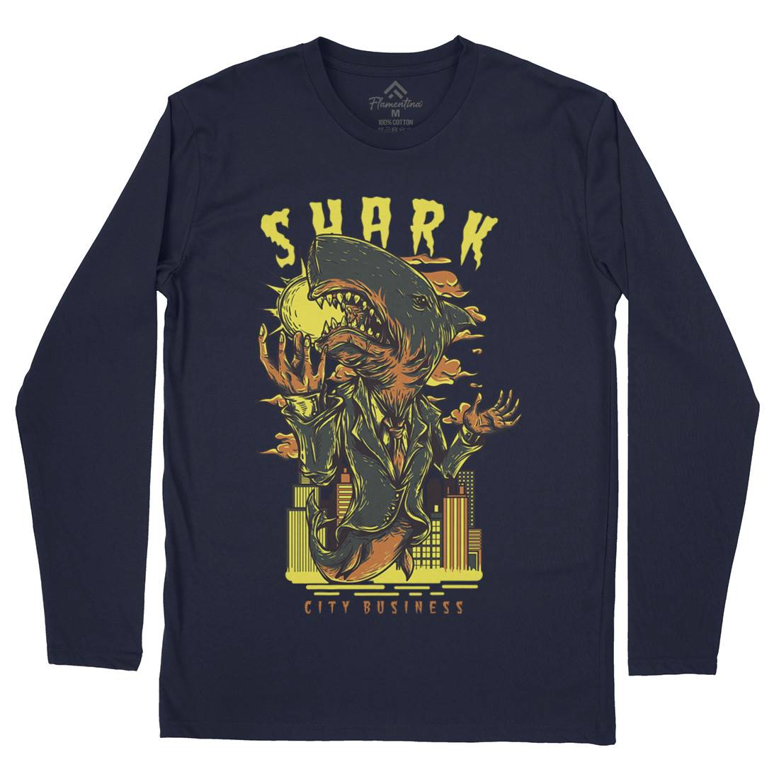Shark City Mens Long Sleeve T-Shirt Horror D813