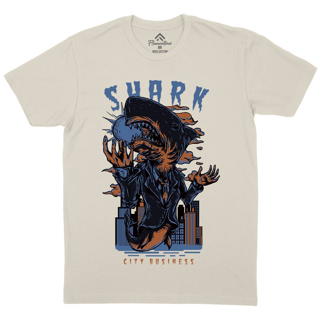 Shark City Mens Organic Crew Neck T-Shirt Horror D813