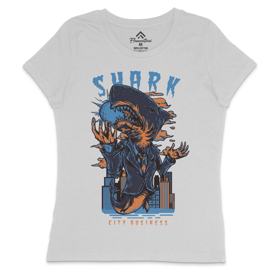 Shark City Womens Crew Neck T-Shirt Horror D813