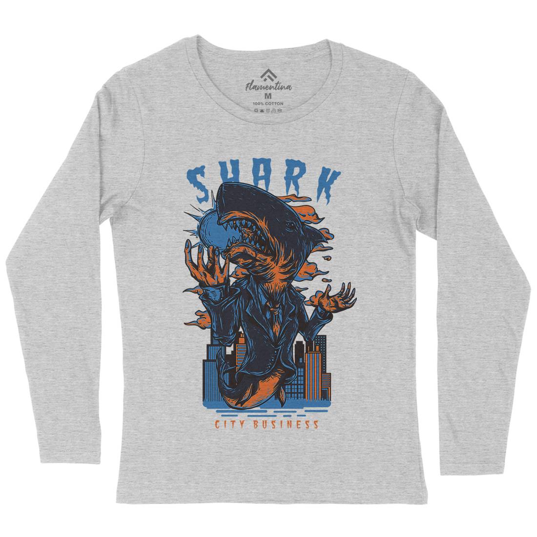 Shark City Womens Long Sleeve T-Shirt Horror D813