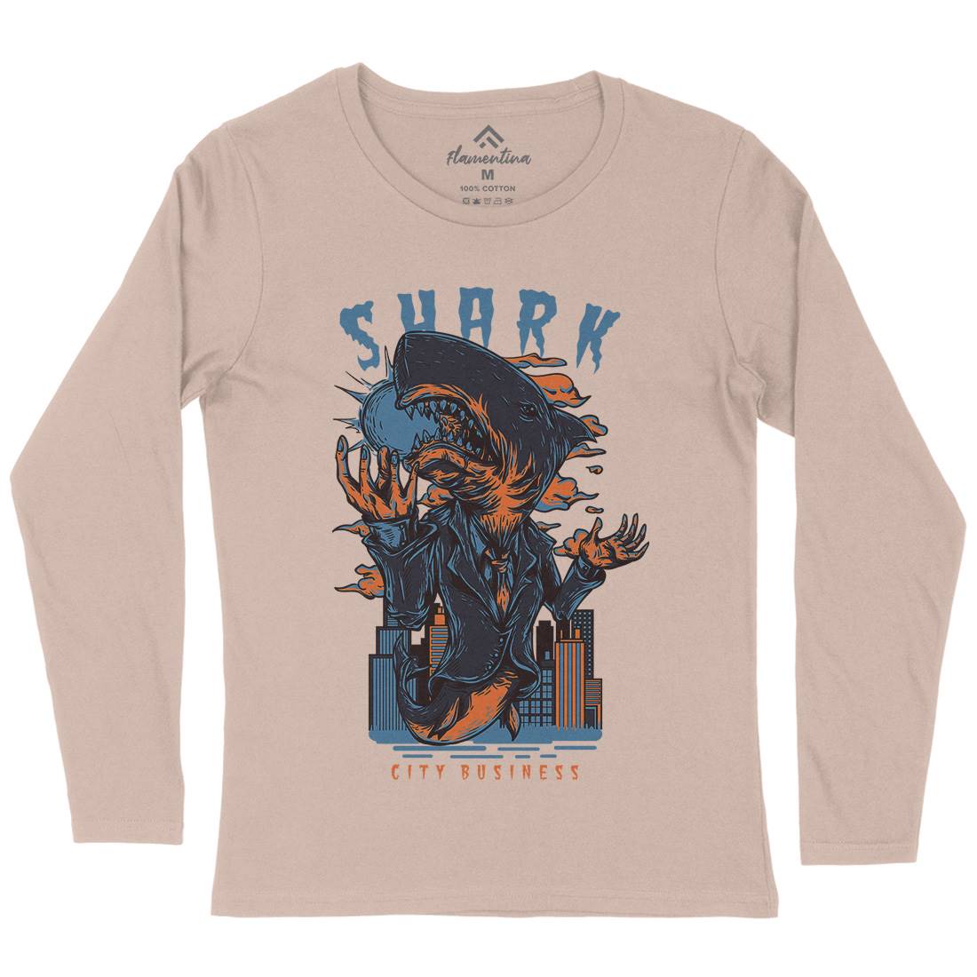 Shark City Womens Long Sleeve T-Shirt Horror D813