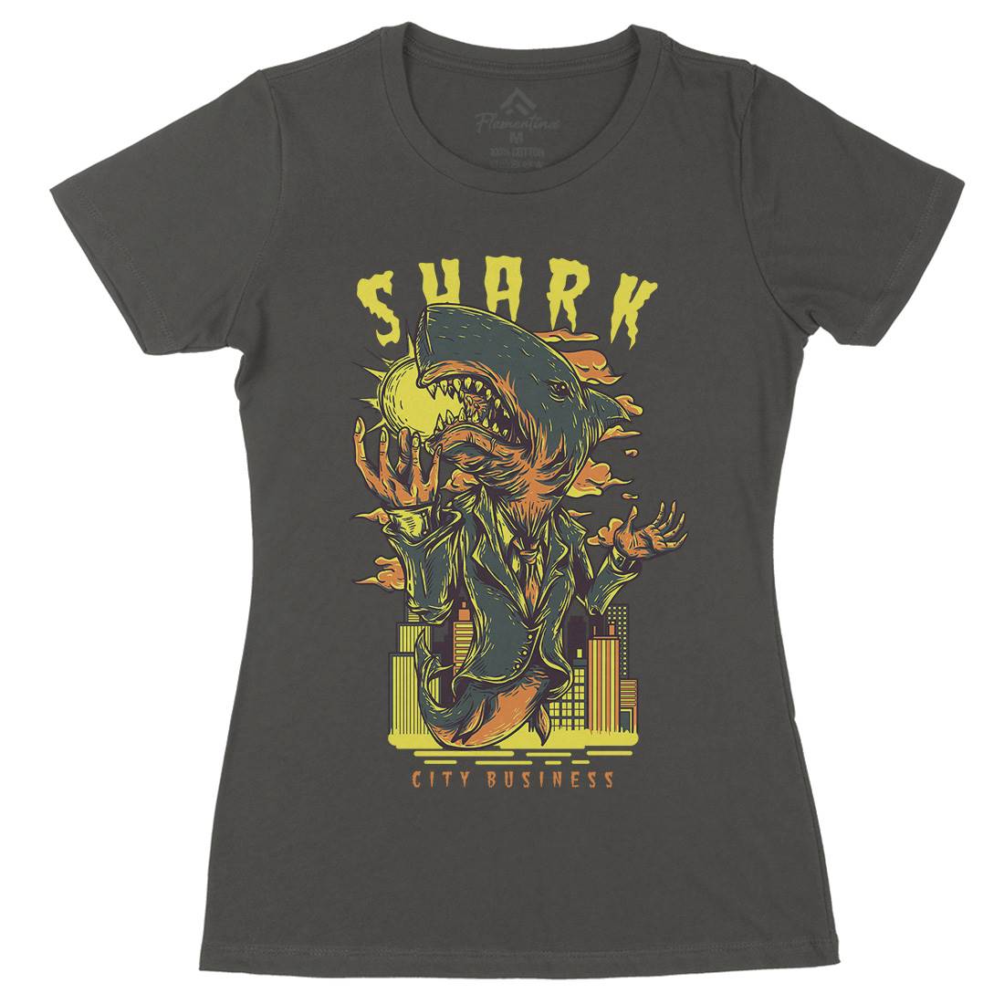 Shark City Womens Organic Crew Neck T-Shirt Horror D813