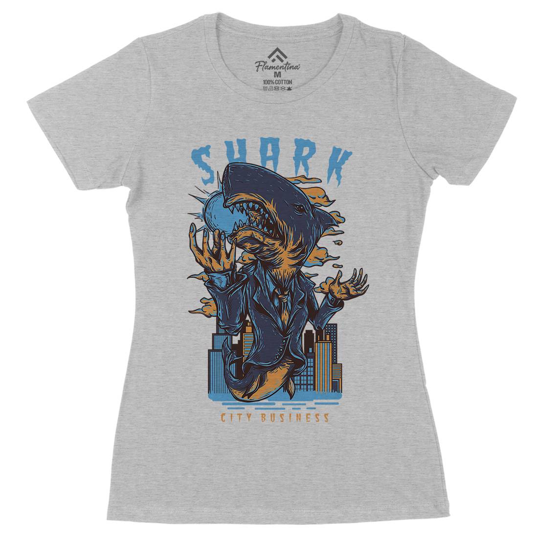 Shark City Womens Organic Crew Neck T-Shirt Horror D813