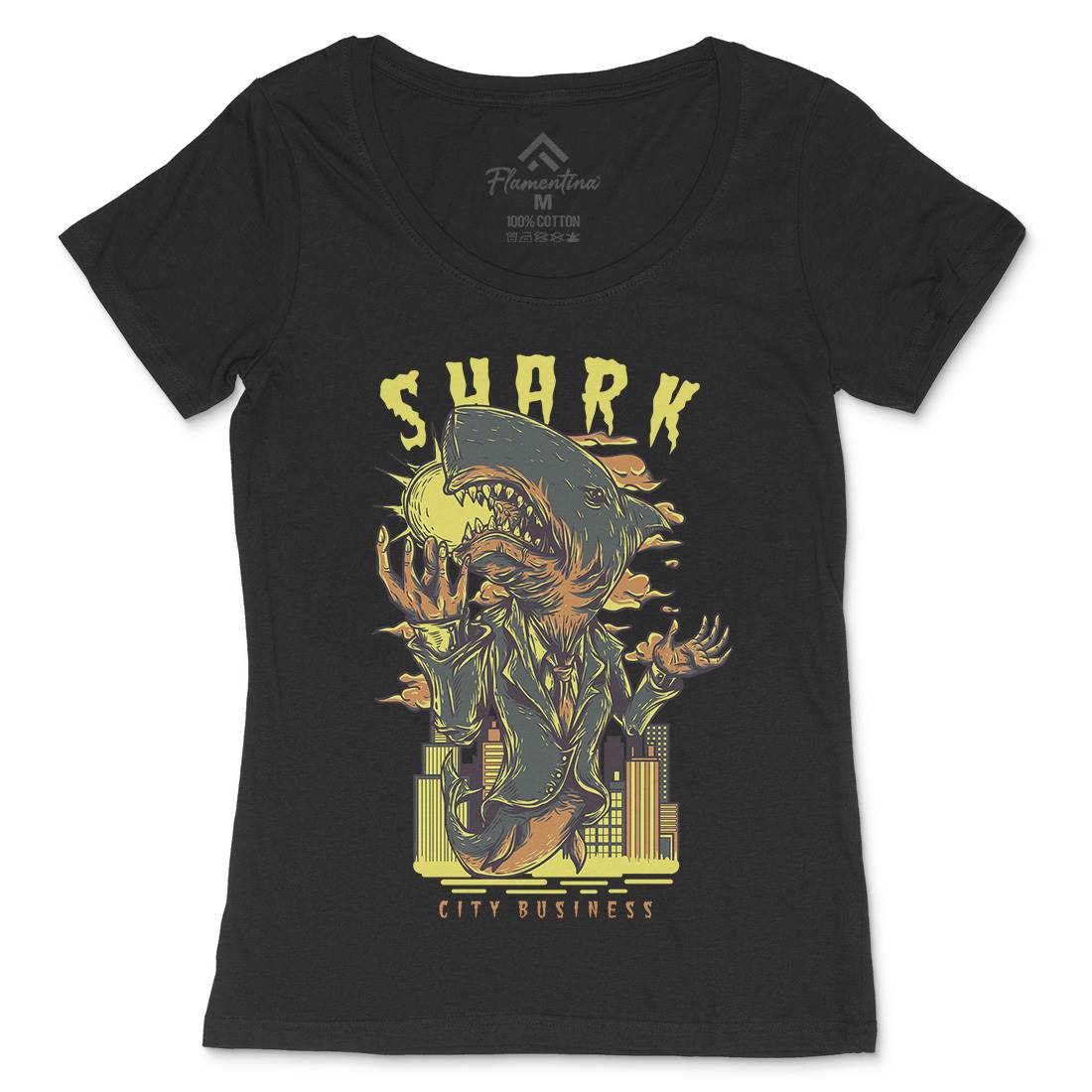Shark City Womens Scoop Neck T-Shirt Horror D813