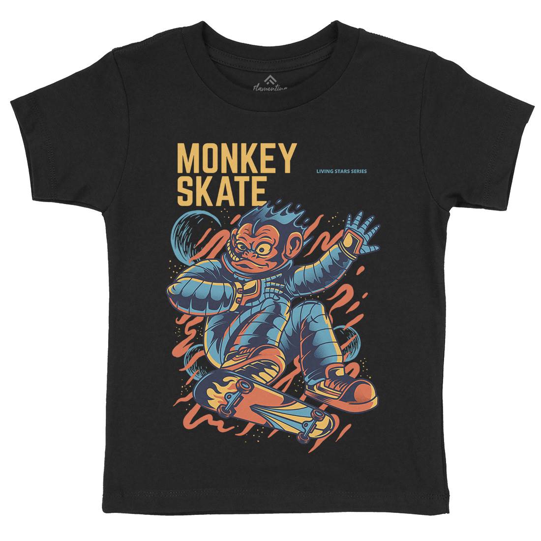 Monkey Kids Organic Crew Neck T-Shirt Skate D814