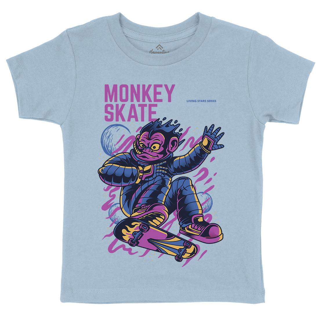 Monkey Kids Crew Neck T-Shirt Skate D814