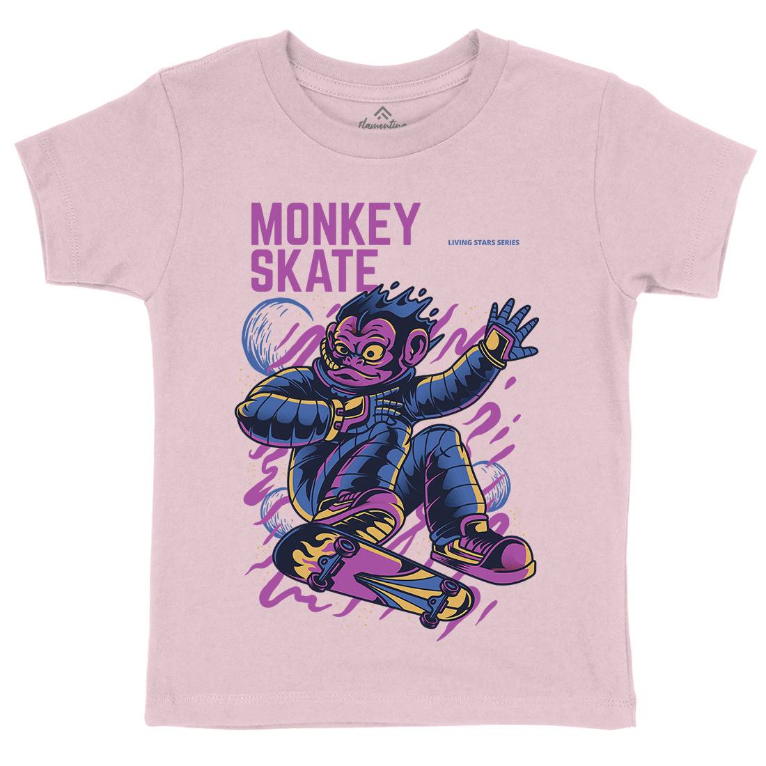 Monkey Kids Organic Crew Neck T-Shirt Skate D814