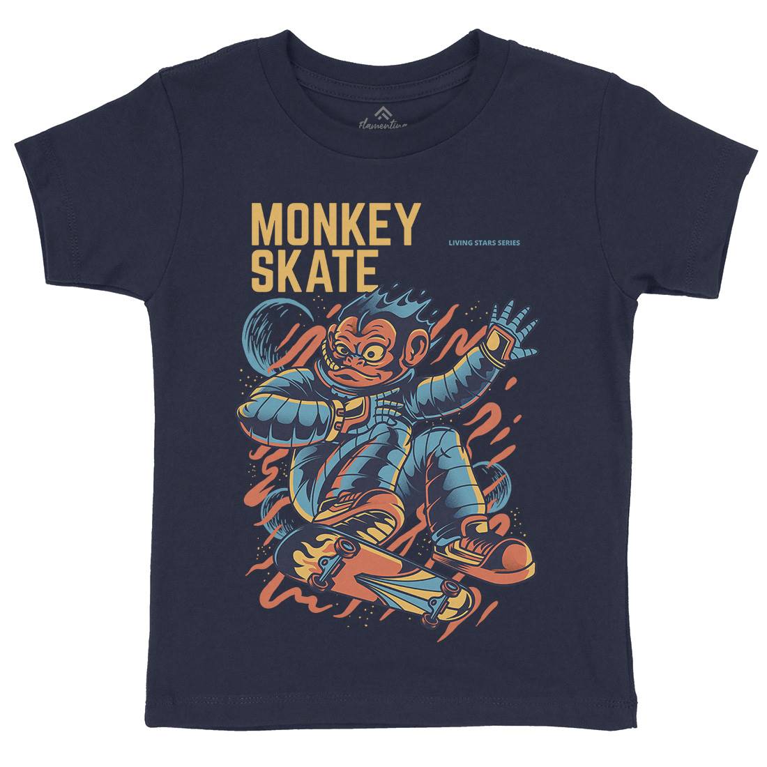 Monkey Kids Crew Neck T-Shirt Skate D814