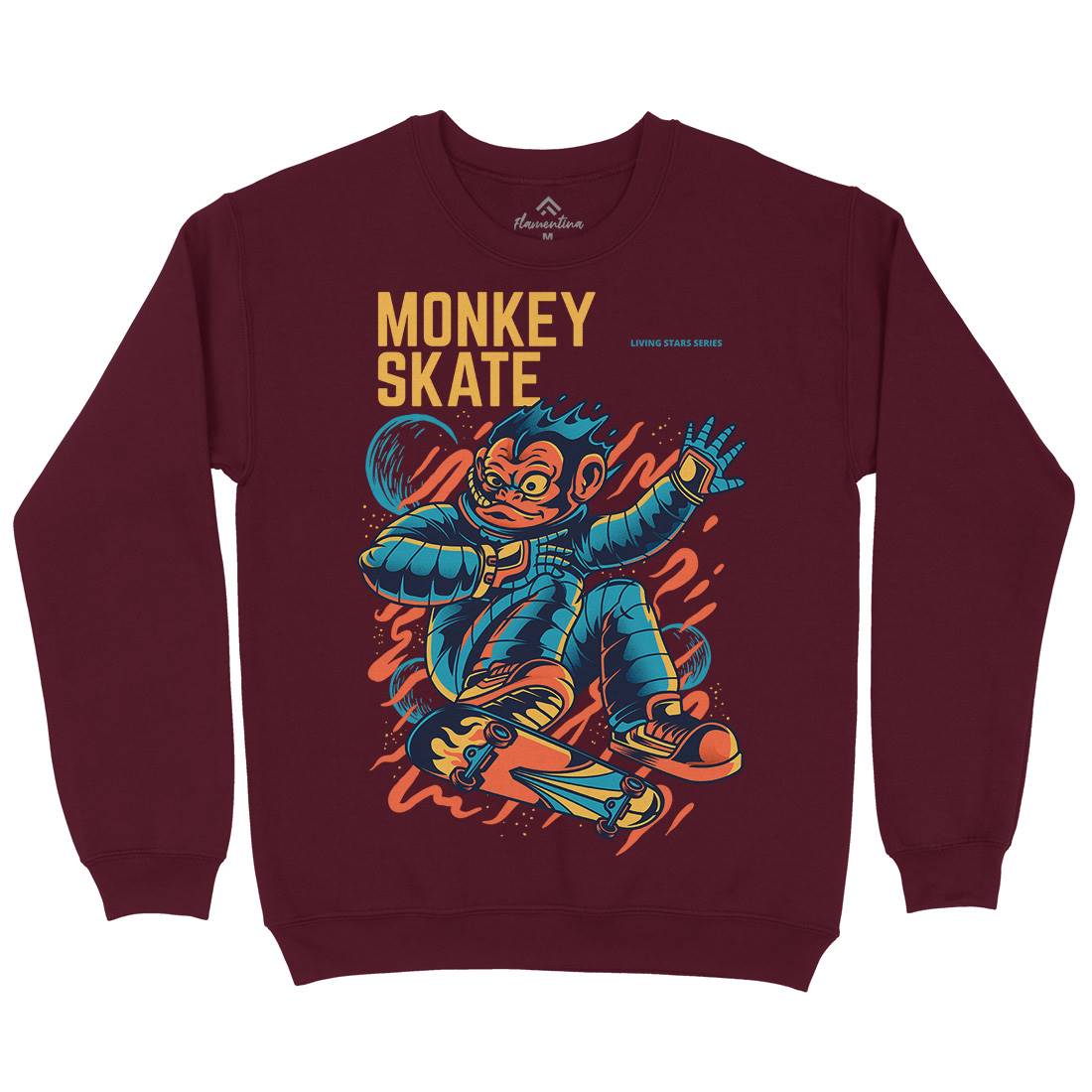 Monkey Mens Crew Neck Sweatshirt Skate D814
