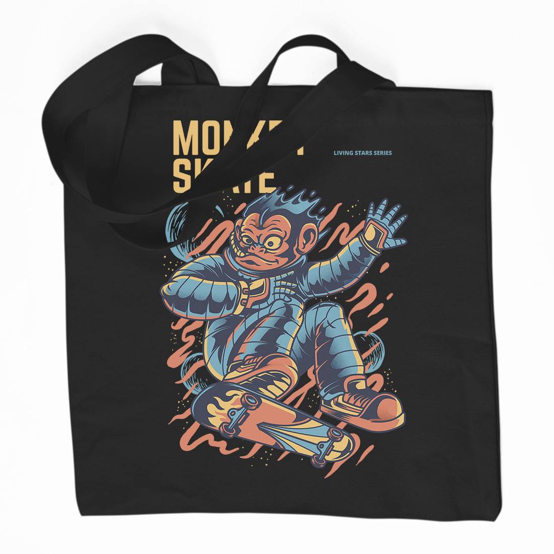 Monkey Organic Premium Cotton Tote Bag Skate D814