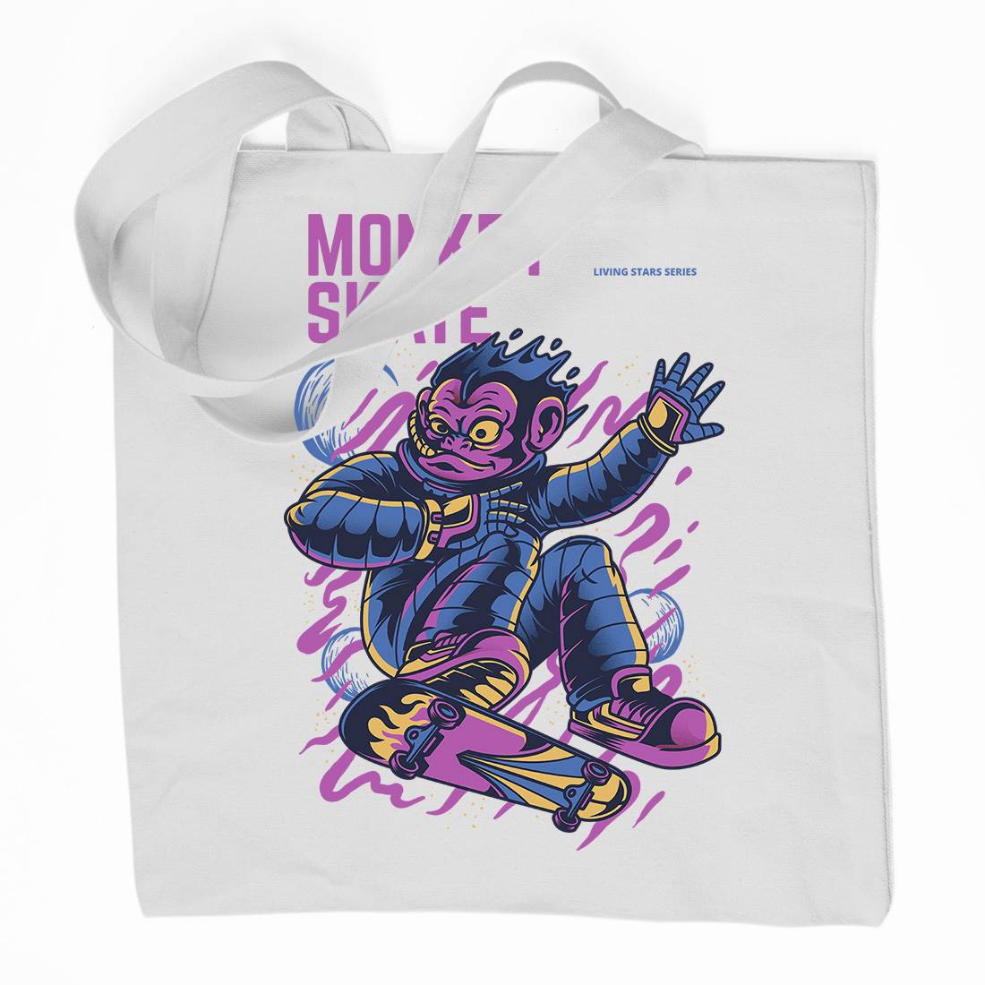 Monkey Organic Premium Cotton Tote Bag Skate D814