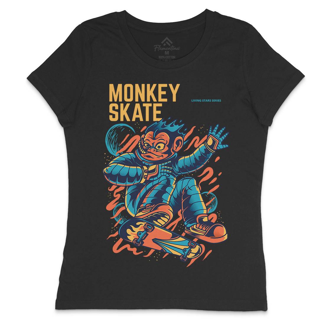 Monkey Womens Crew Neck T-Shirt Skate D814