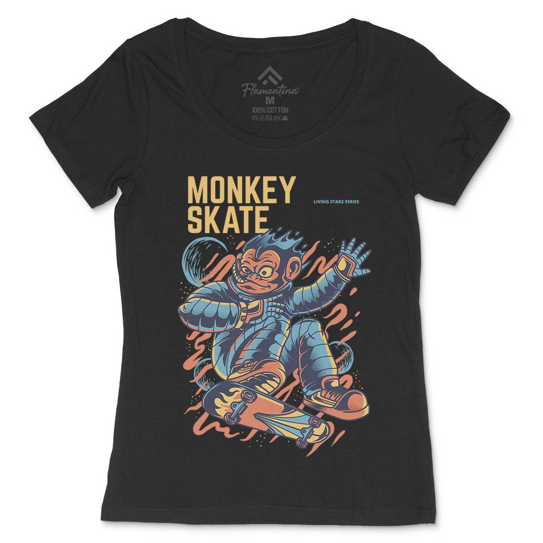 Monkey Womens Scoop Neck T-Shirt Skate D814