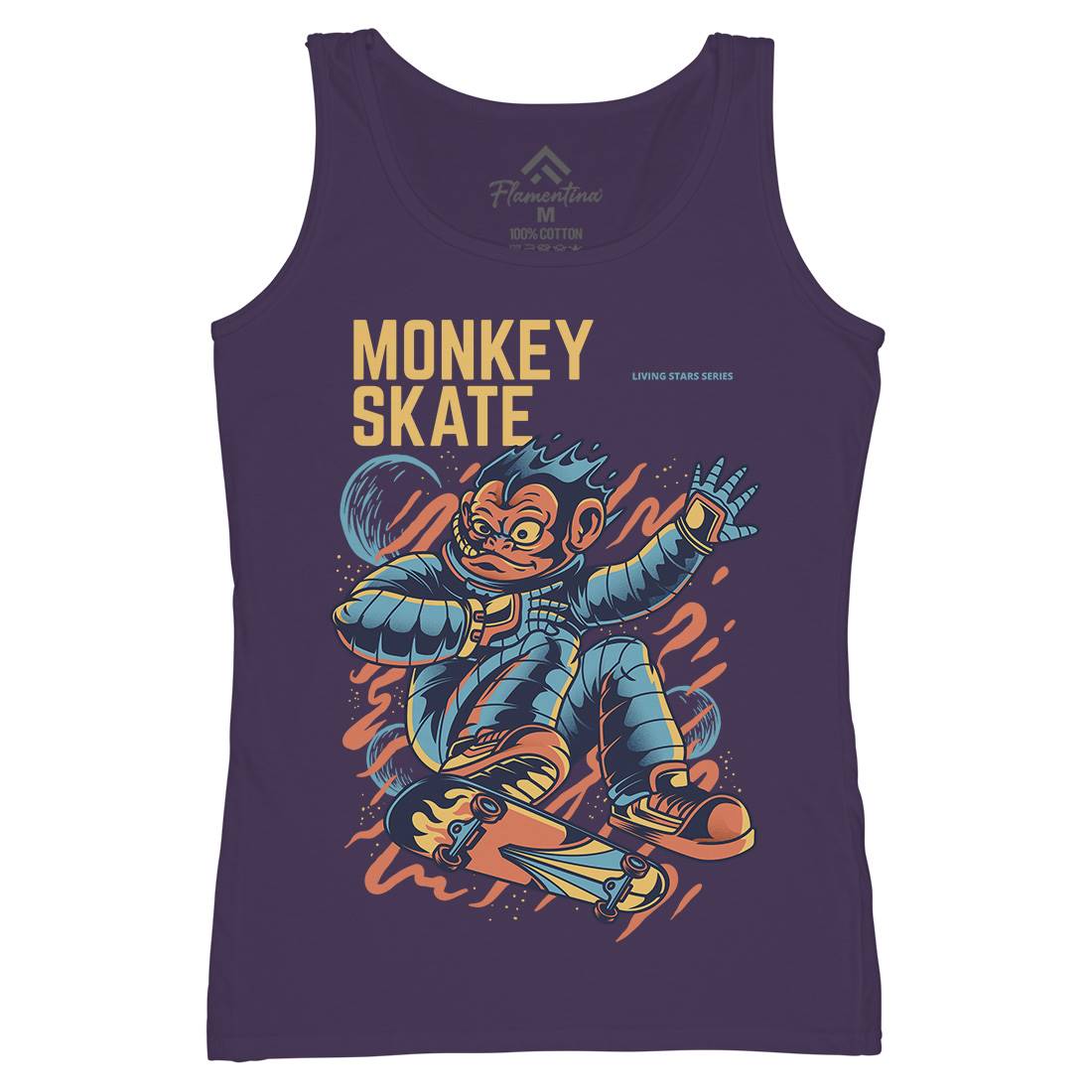 Monkey Womens Organic Tank Top Vest Skate D814