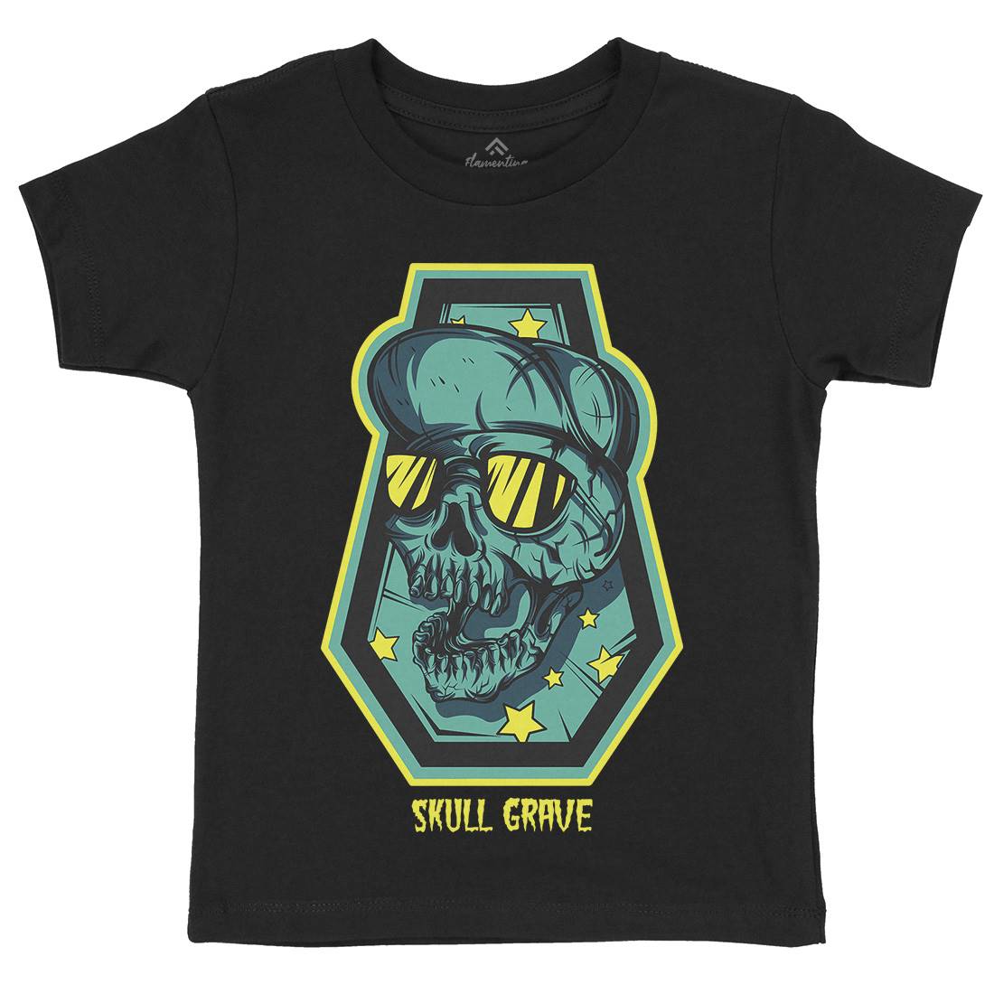 Skull Grave Kids Organic Crew Neck T-Shirt Horror D815