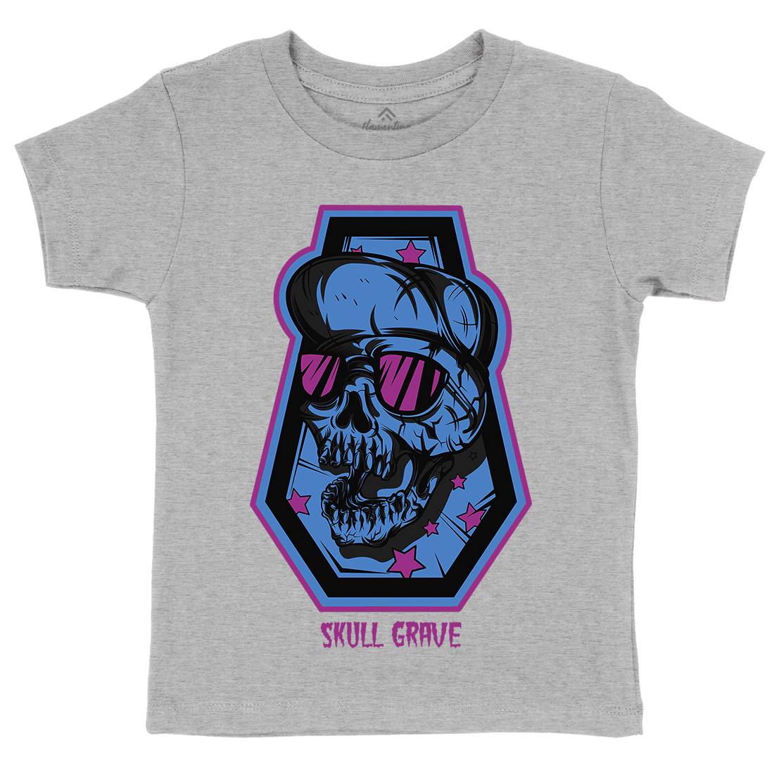Skull Grave Kids Crew Neck T-Shirt Horror D815
