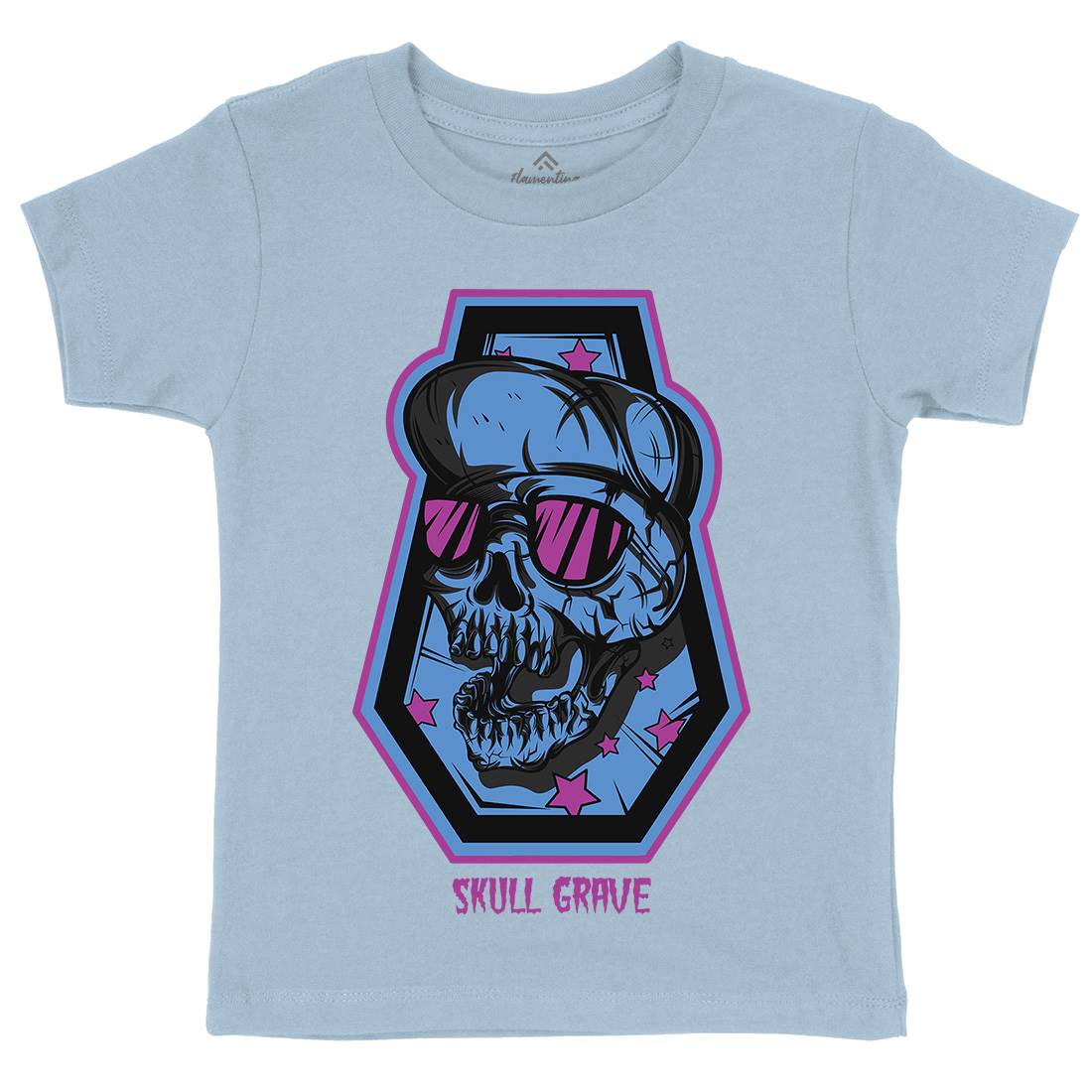 Skull Grave Kids Organic Crew Neck T-Shirt Horror D815
