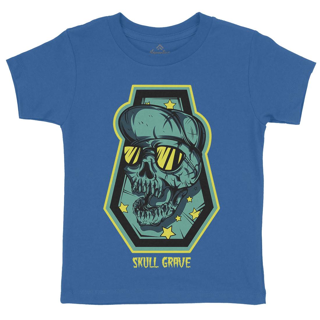 Skull Grave Kids Crew Neck T-Shirt Horror D815