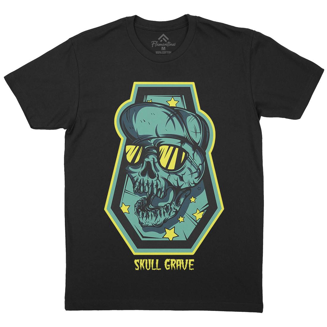 Skull Grave Mens Organic Crew Neck T-Shirt Horror D815