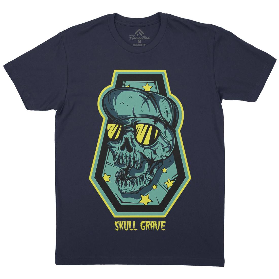 Skull Grave Mens Organic Crew Neck T-Shirt Horror D815