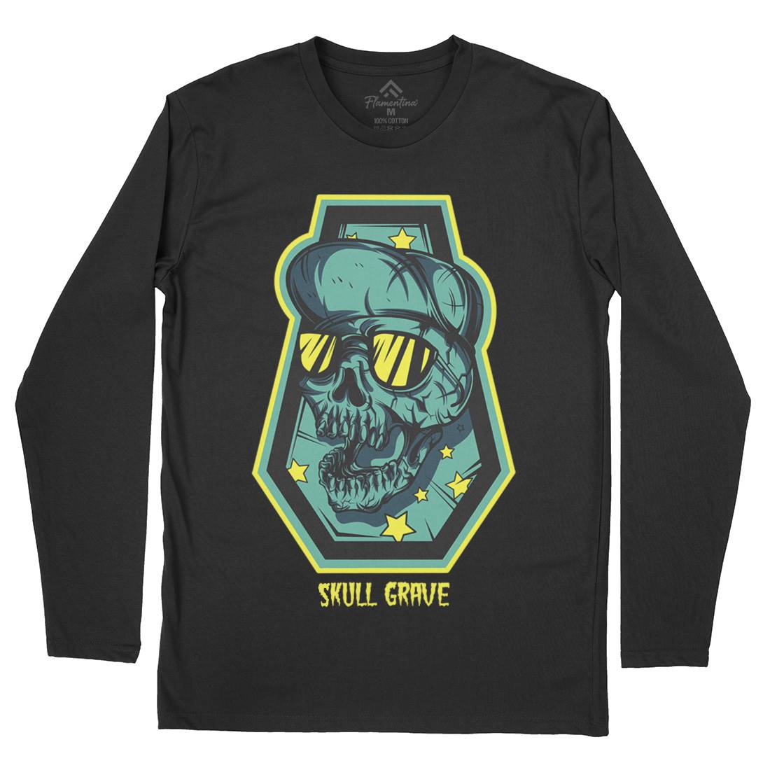 Skull Grave Mens Long Sleeve T-Shirt Horror D815