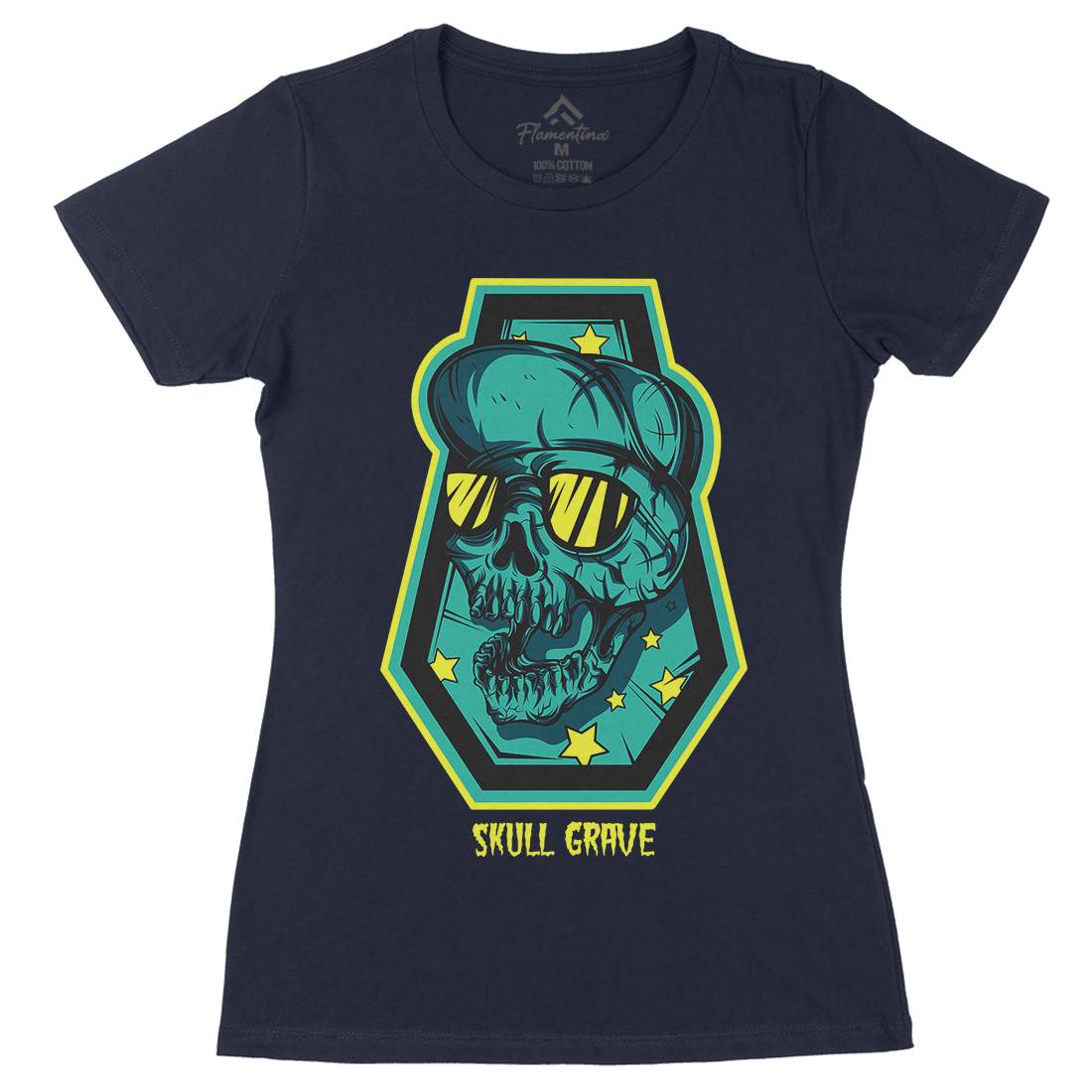Skull Grave Womens Organic Crew Neck T-Shirt Horror D815