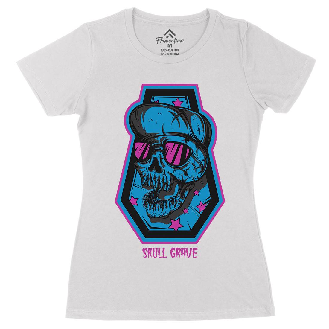 Skull Grave Womens Organic Crew Neck T-Shirt Horror D815