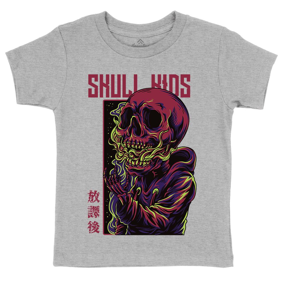 Skull Kids Kids Organic Crew Neck T-Shirt Horror D816