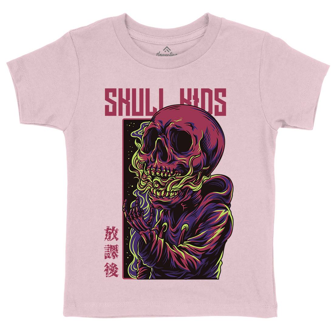Skull Kids Kids Crew Neck T-Shirt Horror D816