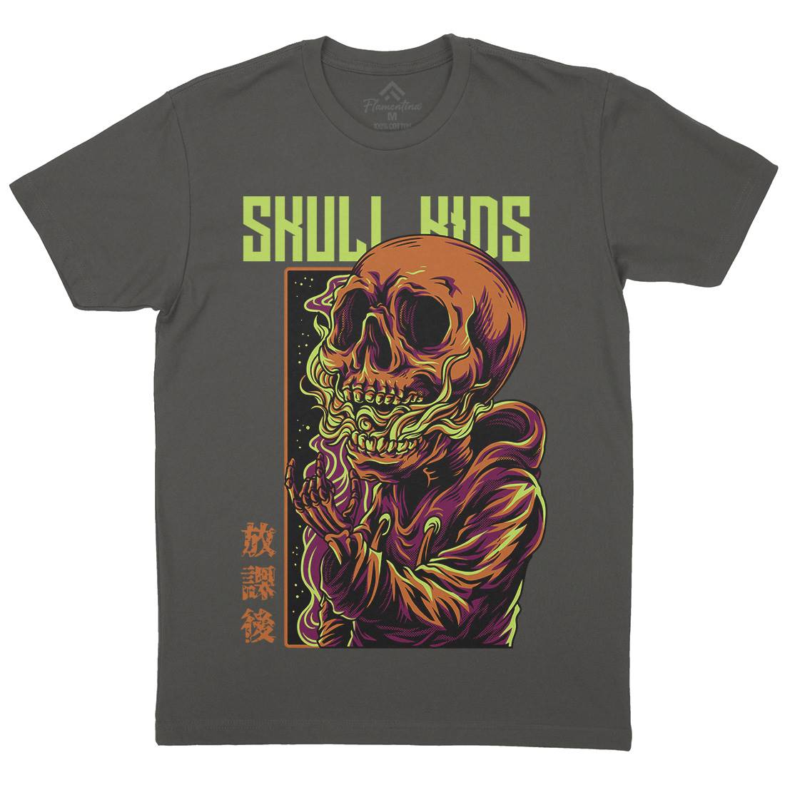 Skull Kids Mens Organic Crew Neck T-Shirt Horror D816