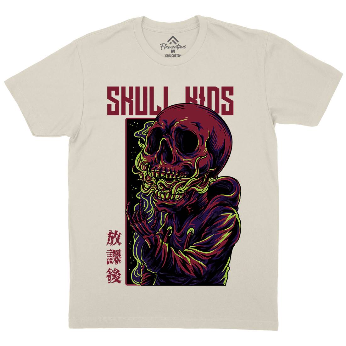 Skull Kids Mens Organic Crew Neck T-Shirt Horror D816