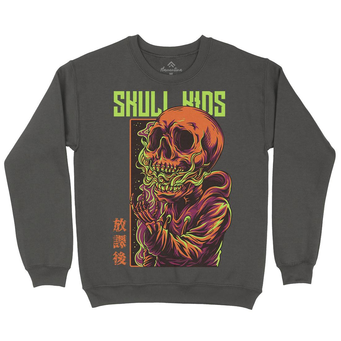 Skull Kids Kids Crew Neck Sweatshirt Horror D816