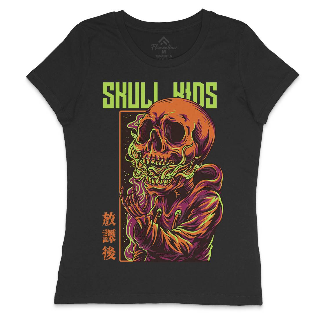 Skull Kids Womens Crew Neck T-Shirt Horror D816