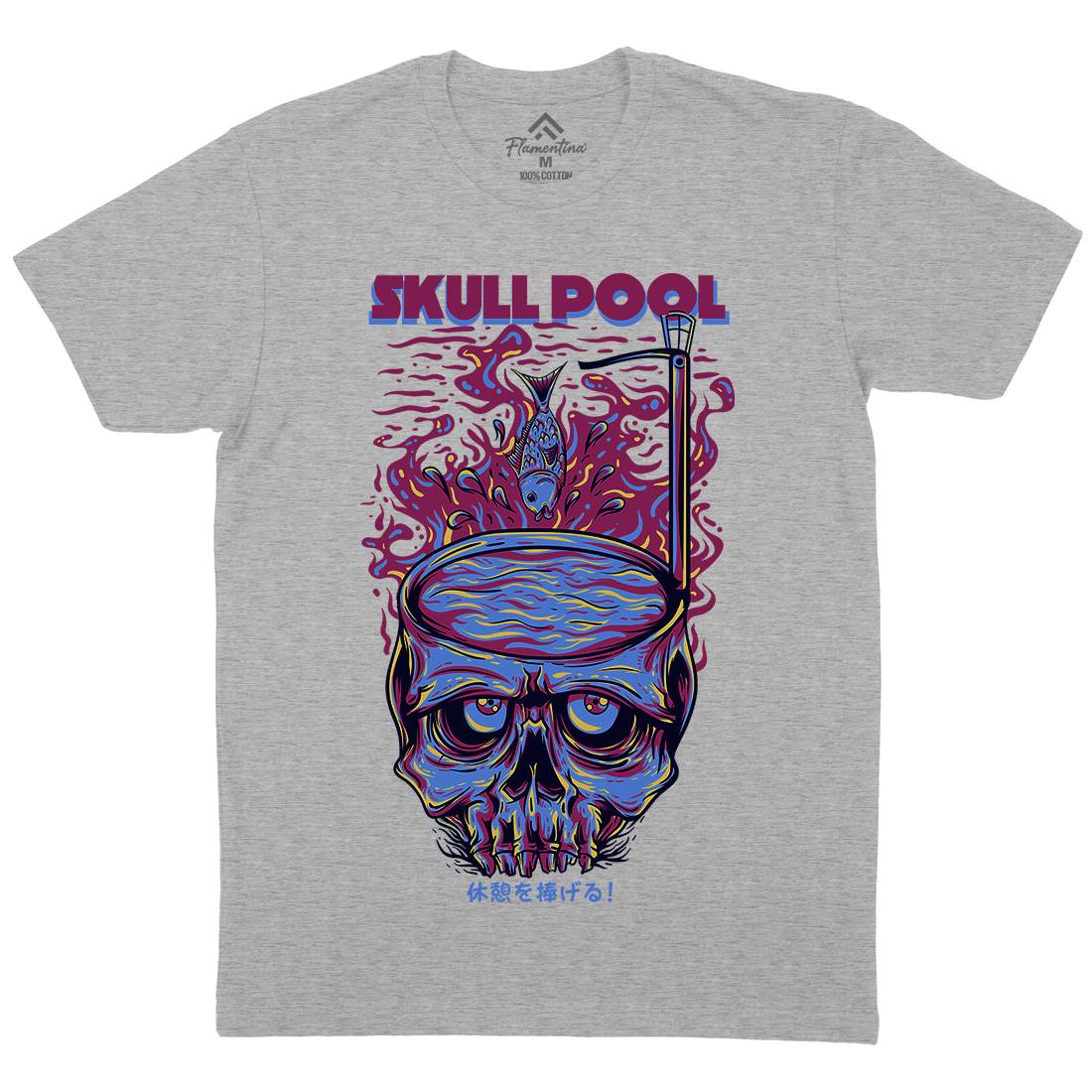 Skull Pool Mens Organic Crew Neck T-Shirt Horror D817
