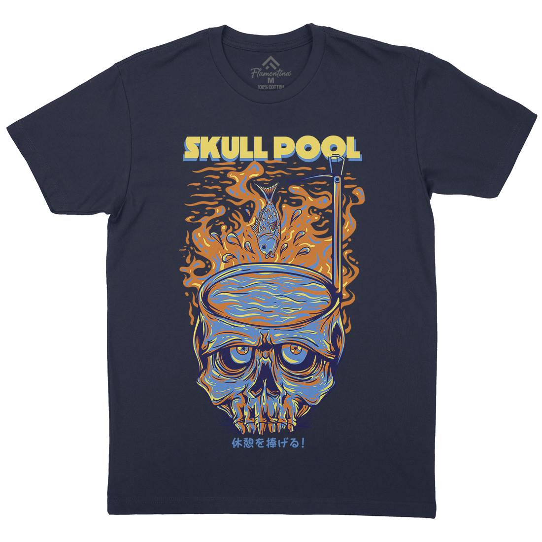 Skull Pool Mens Organic Crew Neck T-Shirt Horror D817